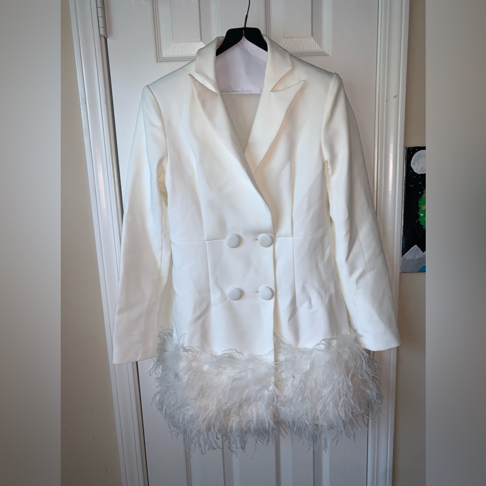 Fashion Nova Luxe Feathered Blazer Dress